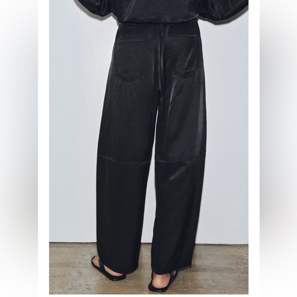 Zara NWT black satin pants - Picture 4 of 11